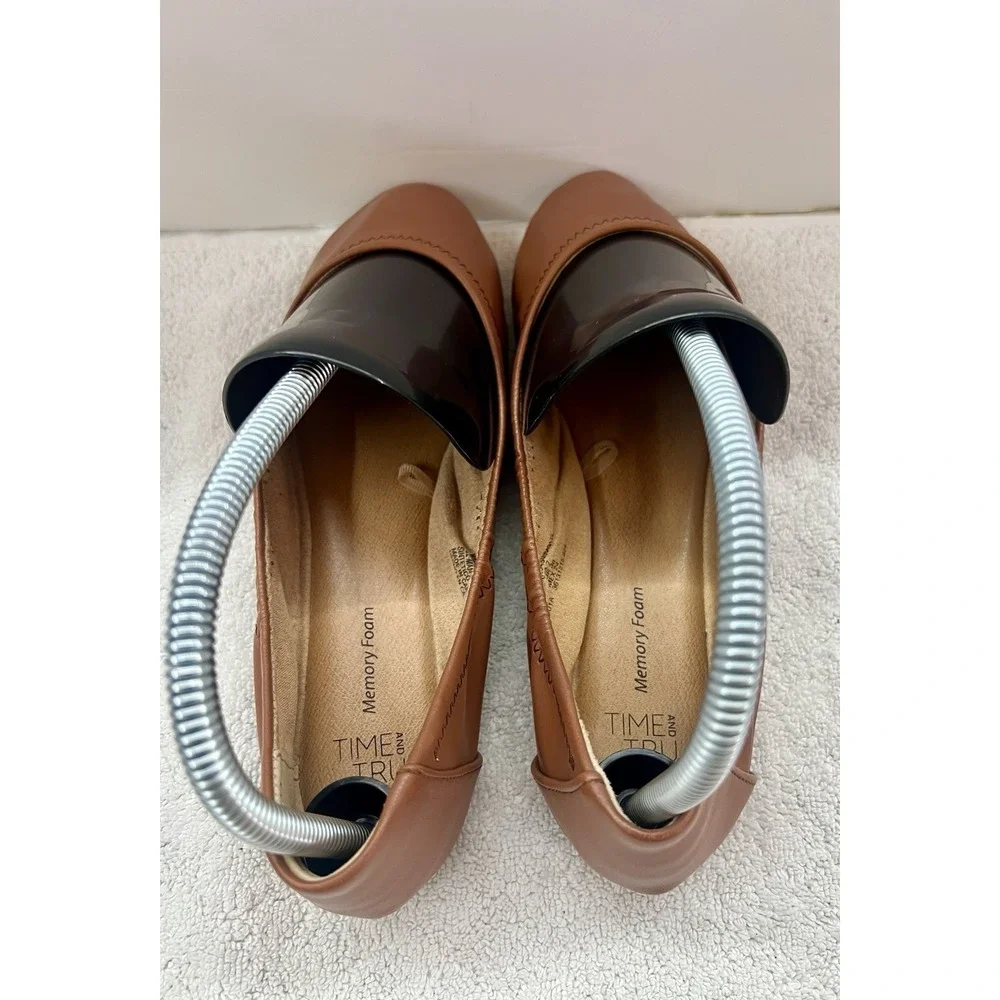 Time And Tru Ballet Flats Womens Size 7 Brown Tan‎ Memory Foam Slip On Shoes